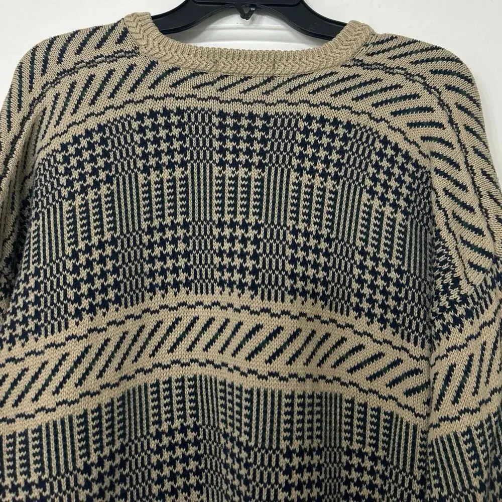 Vintage La Mode Pebble Beach Intarsia Sweater XL 90s Golf Coastal Grandpa Cotton